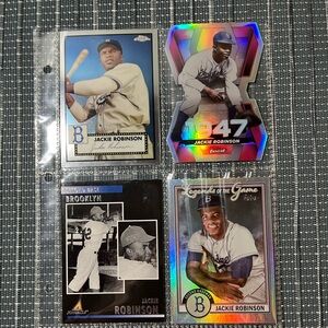 ⚾️ Jackie Robinson Major League Baseball Sports Trading Cards, Set of 4